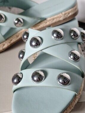 NWT/NIB Marc Fisher Studded Tiffany Blue Women’s Slide Sandals